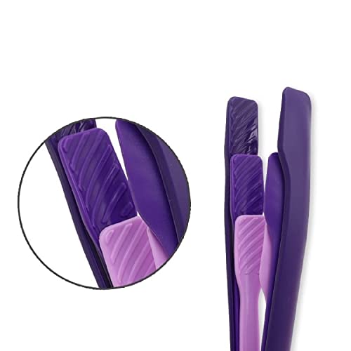 Image of YANCI 3 Pcs Reusable Plastic Kitchen Serving Tongs, Non-Slip Bread Clip for Cooking, Salad Tongs, Colorful Tongs, Catering and Everyday Use (Purple)