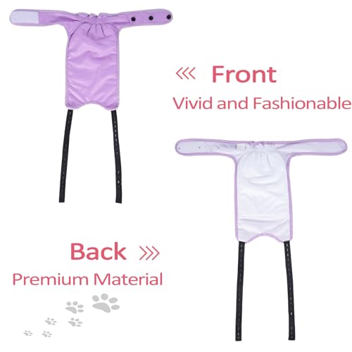 Image of Washable Female Dog Diapers, Reusable Doggies Diapers and Puppies Dogs Heat Panties for Gril & Boy Dogs Periods (Medium (Pack of 3), Gray Pink Purple)