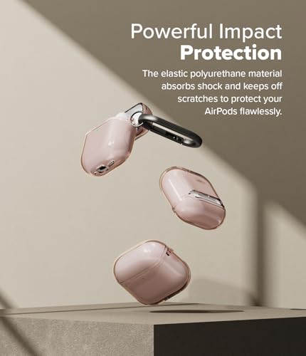 Image of Ringke Air Compatible with Airpods 4 Case Cover Soft Flexible Shockproof Anti-Scratch Slim Fit Protective Cover for Wireless Charging with Carabiner - Pink
