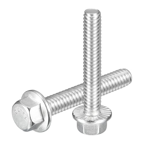 Image of uxcell 15Pcs 1 /4-20 x 1-1 /2 inch Flanged Hex Head Bolts, 304 Stainless Steel Flange Hexagon Screws, Flange Hex Drive Screws 5.8 Grade for Machinery Industry Home Appliances, Silver