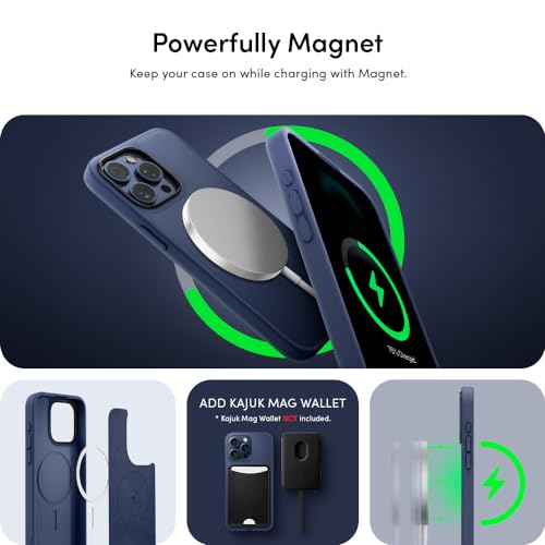 Image of Spigen Cyrill Kajuk Mag | iPhone 15 Pro Max Case | Blue iPhone 15 Pro Max Back Cover | Faux Leather+TPU+PC - Navy