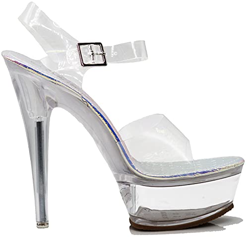 Enzo Romeo Women Clear High Heel Platform Wedge Pump Sandals2