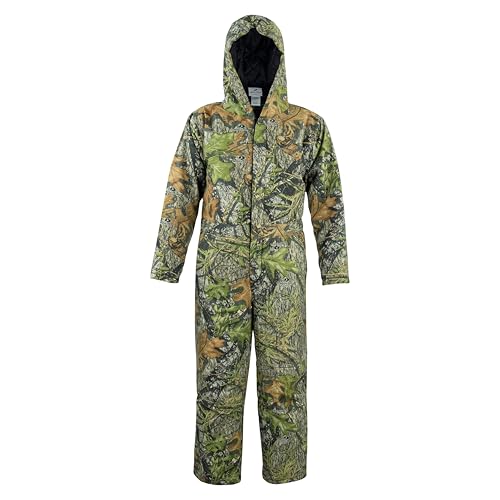 Kids Insulated Coverall with Hood - Mossy Oak Camo, Warm Hunting Suit for Kids with Zip Pockets & Storm Cuffs