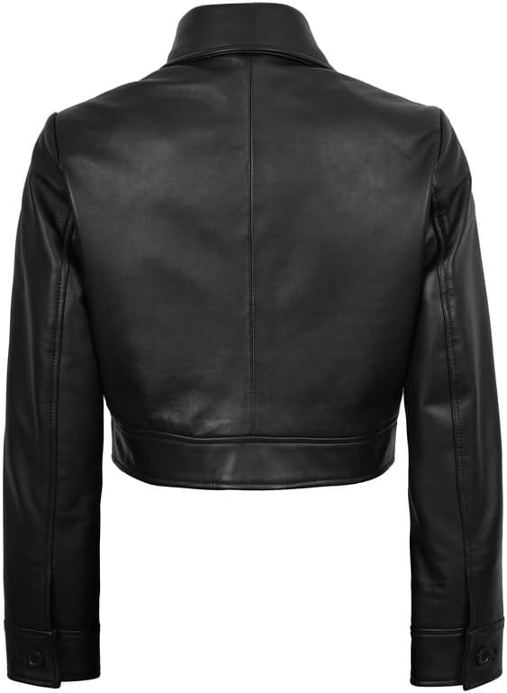 Blingsoul Trendy Short Real Lambskin Womens Leather Jacket - Cropped Leather Jacket Women - Image 4