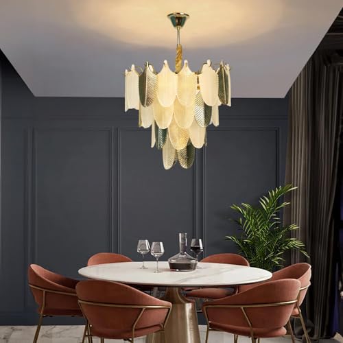 Image of Harold Electricals Gratus Luxe White Glass Leaf Chandelier | Modern Chandelier Light Fixture for Living Room, Bedroom, Kitchen Island, Hotel & Entryways - 20 Inch Dia, Warm White (Bulb Included)