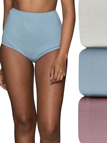 Image of Vanity Fair Women's Perfectly Yours Ravissant Nylon Brief Panties #15712 (Discontinued Colors) - Cotton - Seaside Mist /Premium Plum /Coconut White, 6