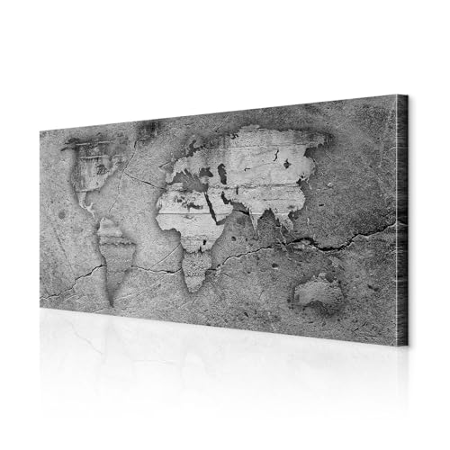 decomonkey Impression sur Toile carte du monde 140x70 cm 1 pièce Toiles imprimées Image sur toile intissé Toile murale Impression artistique Carte moderne...