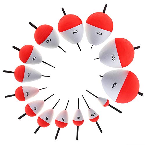 OriGlam 14pcs Fishing Bobbers Hard Foam Snap-on Floats Fishing Floats, Red & White Float Bobbers, Fishing Bobbers Floats FishFloat Spring Slip Bobbers for Crappie Panfish Walleyes