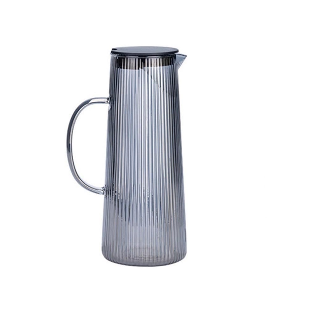 MYUYEE Water Carafe Vertical Stripes Glass Cold Kettle Heat-Resistant Large-Capacity Home Water Pitcher Juice Drink Beverage Carafe Teapot Jug Water Jugs (Gris)