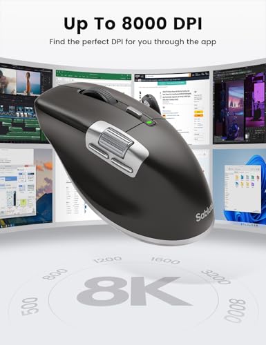 Image of SABLUTE Wireless Mouse for Laptop (2.4G+2BT+Wired),Ergonomic Optical Mice | 800mAH Rechargeable, Ultra-Fast Scrolling, Side Scroll, Quiet Clicks, 8K DPI, 5 Programmable Buttons, Work with Win /Mac- MAM6