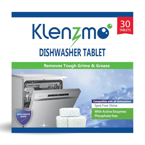 Image of Klenzmo All-in-One Dishwasher Tablets - 30 Count | Powerful cleaning with residue-free shine. Biodegradable, phosphate-free & safe for all dishwashers.