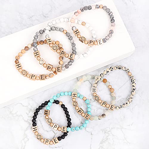 Image of RIAH FASHION Inspiration Engraved Bar Sparkly Crystal Bead Bracelet - Religious Christian Message Stretch Strand Cuff Bangle Lord, Amazing Grace, Philippians Bible