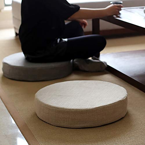 Coussin de siège japonais tatami rond 50cm marron foncé MSM