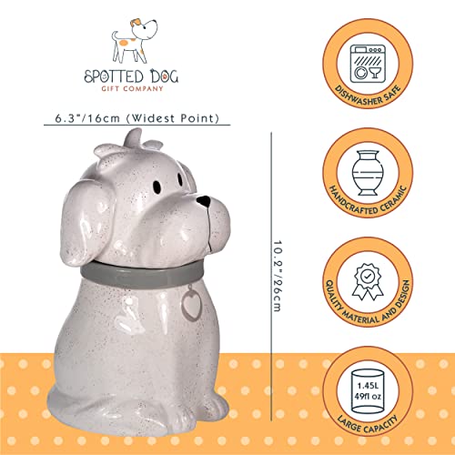 Cookie Jar - Cute Kitchen Canister For Countertop, Ceramic Dog Cookie Jar With Lid, Novelty Dog Treat Food Storage Jar - Dog Lovers Gifts For Women Men, Dog Themed Home Decor Accessories, 49Oz (White) #TOP2