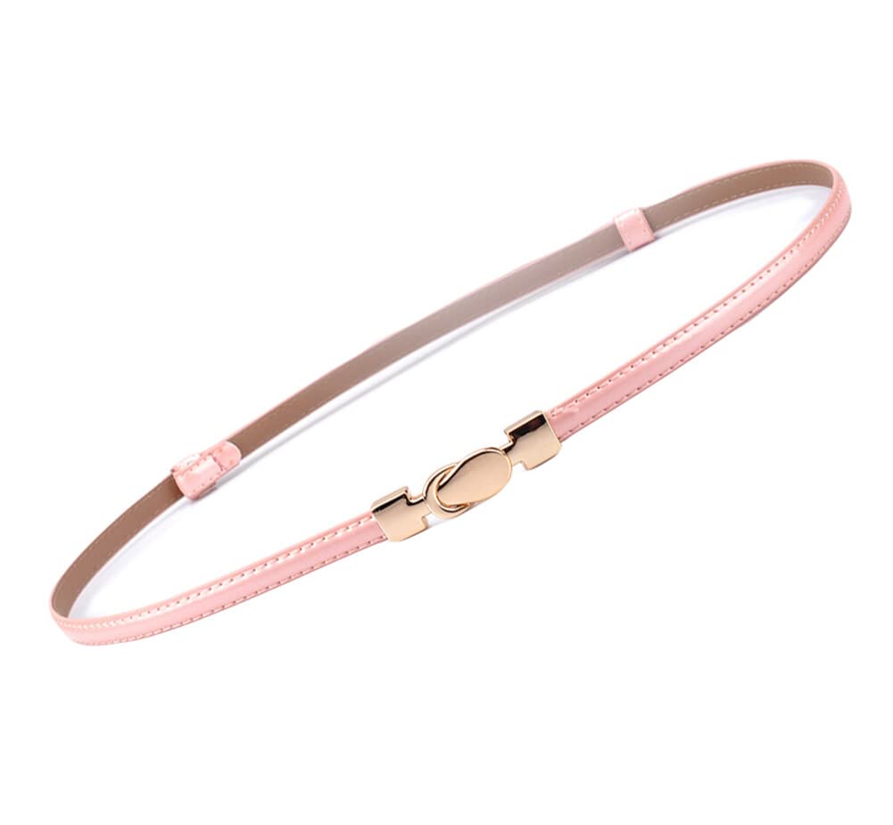 Diyafas Women Skinny Leather Belts Adjustable Thin Waist Belt for Dress Jeans Waist Strap, Pink, One Size