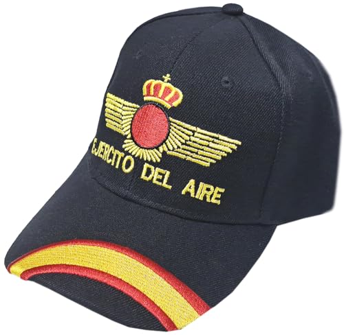 Tiendas LGP   Gorra Bordada Ejercito del Aire con Bandera de España. Talla única, con Presilla de adaptación, Color Negro