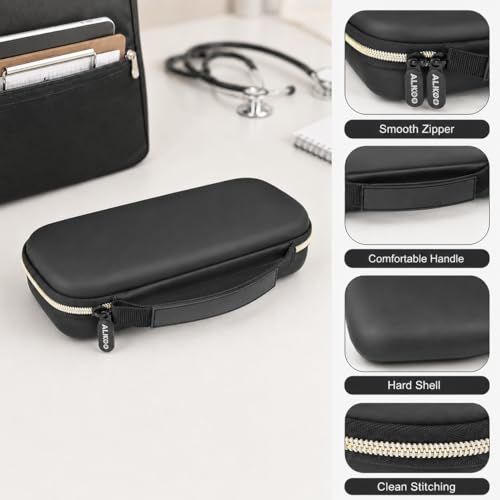 Image of ALKOO Stethoscope Case for 3M Littmann Classic III /Cardiology IV, BlackGold | for MDF Acoustica Stethoscopes, for Nurses, Doctors, Nursing School Essentials, Students, Clinic, EMS, Travel, Hard Bag Only