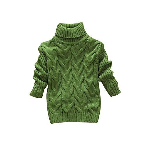 Kids Boys Knitted Pullovers Toddler Boys Girls Children's Winter Sweater Solid Color Turtleneck (Green, 2-3 Years)