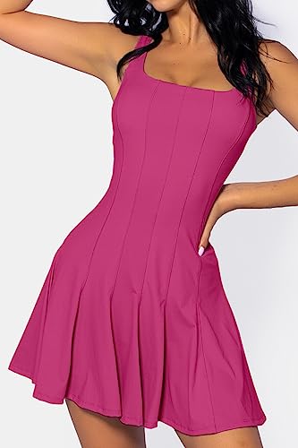 QINSEN-Womens-Sleeveless-Tennis-Dress-with-Shorts-Square-Neck-Ribbed-Pleated-Athletic-Dresses