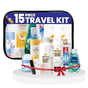 Trektote Travel Toiletry Kit For Women – 15 Piece Set of Travel Size Toiletries, TSA Compliant, Travel Essentials, Includes Shampoo And Conditioner, Body Wash, Toiletry Bag & More