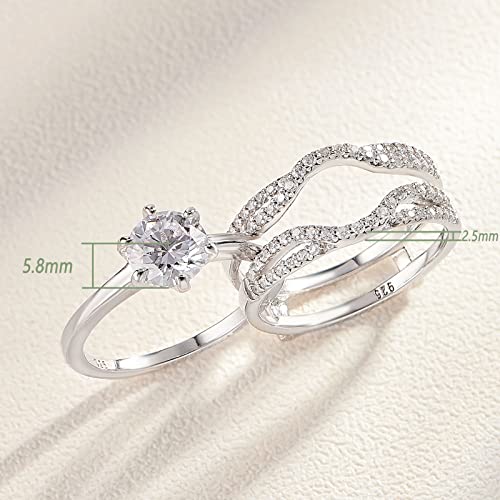 Wuziwen Wedding Rings For Women Solitaire Round Cz Engagement Ring Set Sterling Silver Size 7.5 #TOP5