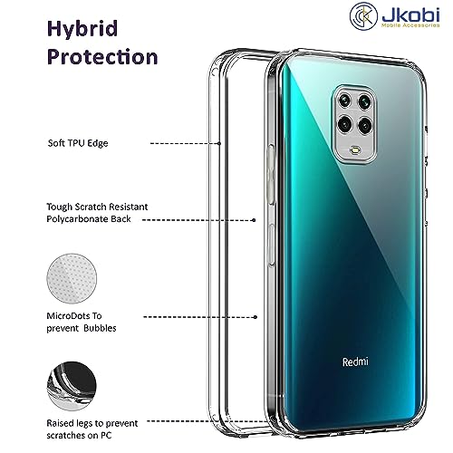 Image of Jkobi Back Cover for Xiaomi Mi Redmi Note 9S (Silicone Clear Case with Camera Protection | Soft and Flexible | Transparent)