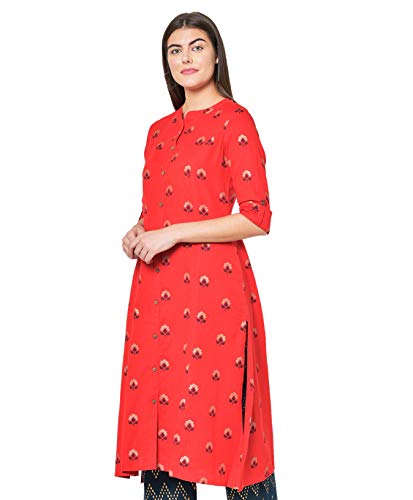 Image of Pistaa's Women's Cotton Relaxed Fit Straight Printed Kurta