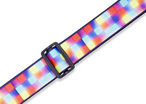 Levy's Leathers 2" Polyester Guitar Strap Neon Block Design; Multi Color MP2-010 - Image 3