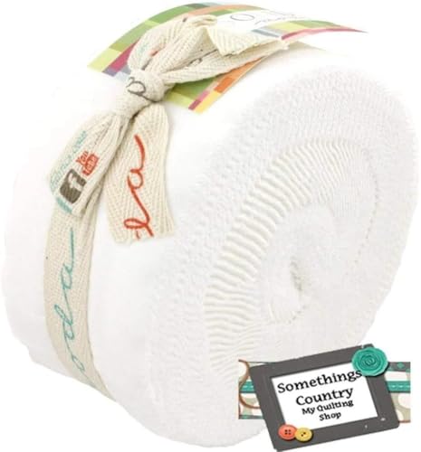 Moda Bella Solids White Bleached 9900-98 Jelly Roll, 40 2.5x44-inch Cotton Fabric Strips