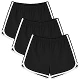 Motarto 3 Pieces Cotton Sports Short Dance Yoga Shorts Elastic Waist Athletic Shorts Running Shorts Black