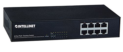 Image of Intellinet 9-Port PoE+ Switch, 8X 10 /100, 140W, 1x Gigabit Uplink 560764 | 8 IEEE 802.3at /af PoE+ ports, 140W budget, 1 Gigabit uplink, Auto-MDIX, fanless metal desktop switch for IP devices