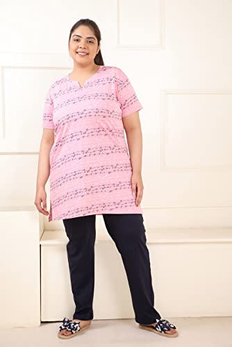 Image of In Love Women's Cotton Plus Size Longline T-Shirt Half Sleeve with Pockets | Cotton fabric - soft longline T-shirt with easy plus-size fit