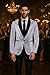 Coucoland Silver Sequin Blazer Men-Shiny Jacket Disco Outfit Men for Party（Silver,M）