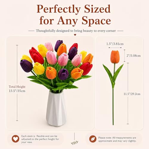 Image of Mandy's 20pcs Artificial Multicolor Tulips