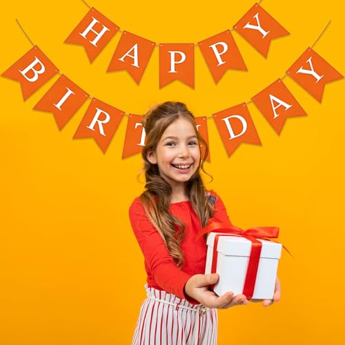 Image of ZHENGYE Happy Birthday Banner Sign Decoration for Kids Women Man Birthday Party Decoration Supplies(Orange)