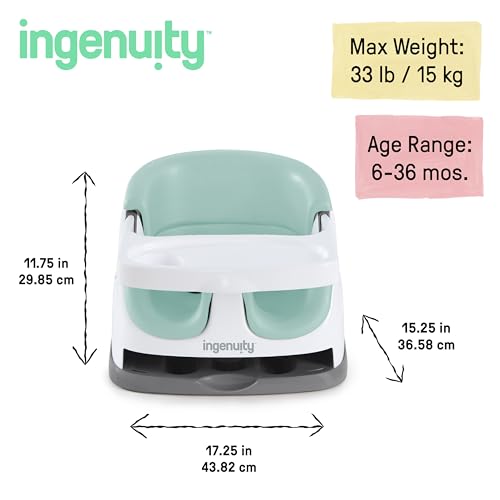Image of Ingenuity Baby Base 2-in-1 Booster Feeding and Floor Seat with Self-Storing Tray - Mist