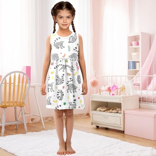 Girl Sleeveless Dress Summer Tank Play Top Sundress Outfit Novelty Pattern 2T-8T3