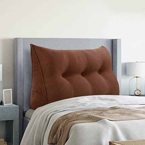 VERCART Wedge Headboard Pillows Bed Wedge Pillow Headboard Wedge Pillow Triangle Pillow Wedge Daybed Pillows Bolster Pillow Headboard with Removable Cover Corduroy Coffee Twin