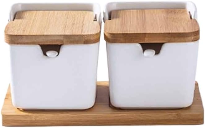 Creative Ceramic Seasoning Boxes White Pot Lid Salt Storage Kitchen Organizers