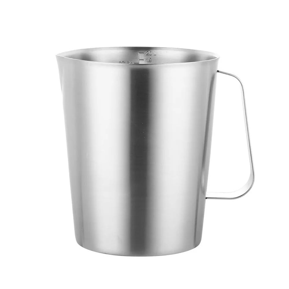 Taza medidora grande de acero inoxidable de 2000 ml, jarra de espuma de leche, jarra para café con leche, máquina de café, arte y café (1000 ml)