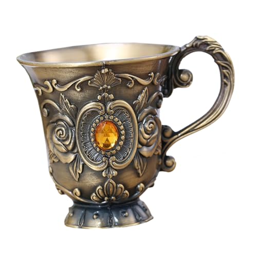 DIYEAH Coupe à Vin Vintage Métal Gravé Calice Rouge Rétro pour Fête Bar et Cadeau Amateur de Vin