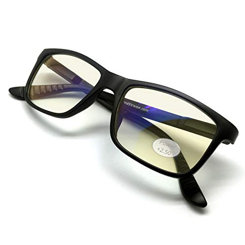 J+S Vision Reading Glasses with Anti Blue Light function, Crystal Clear Spring Hinged and Magnified iPad/tablet and Electronics Reading Glasses for Men and Woman (Power +2.50)