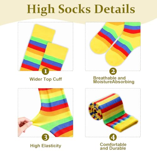 Image of YELAIVP Over Knee Rainbow Thigh High Socks Gloves Set Cosplay Accessories Arm Leg Warmers for Girls
