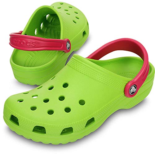 Image of Crocs Men's and Women's Classic Clog, Volt Green /Raspberry, 8 Women /6 Men