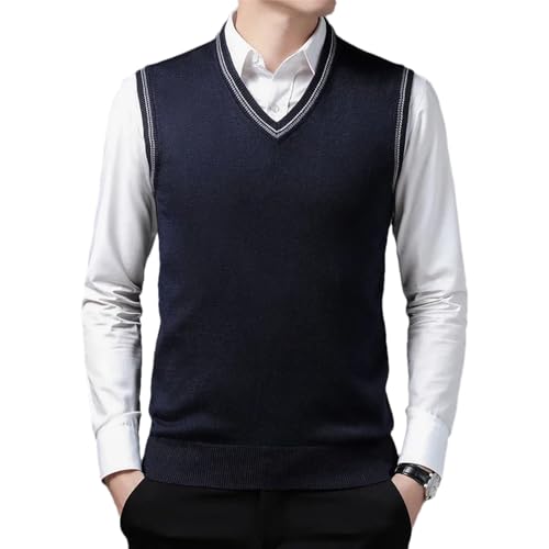 Dcvmvmn 2024 Winter Men's Knitted Sleeveless Pullover Sweater Fashion Solid Color Warm Large Size Vest