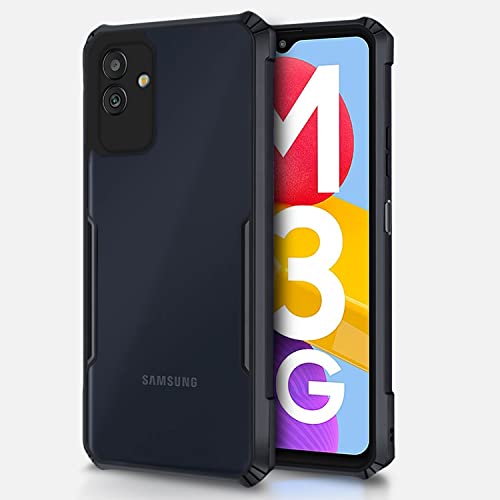 Image of Pikkme Ultra Hybrid Back Cover for Samsung Galaxy M13 5G | Raised Edges |Crystal Clear Transparent | Full Camera Protection Bumper Case (Black)