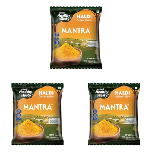 Image of Emami Healthy & Tasty Mantra Haldi (Turmeric) Powder (500 grams) | 100% Natural | Ground Using Cryo Grinding Technology | Retains Maximum Essential Oils |No Added Colour and Preservatives (Pack of 3)