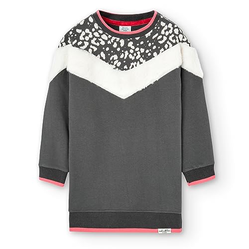 boboli Vestido Niña Manga Larga – Vestidos Fiesta Niña – Vestido de Punto –Print Animal - Azul - Gris - Ropa para niñas y Adolescentes de 4 años a 12 años (Estampado Manchas, 5 años)
