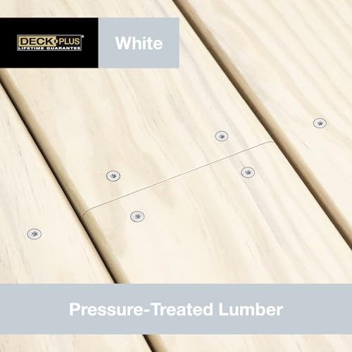Image of Deck Plus 1-5 /8 Inch Epoxy Coated Exterior Wood and Fence Screws #8 x 1-5 /8 inch Torx /Star Drive Included Coarse Thread, Outdoor Rust Resistant Decking Screw, White, 75 Pieces | 42667