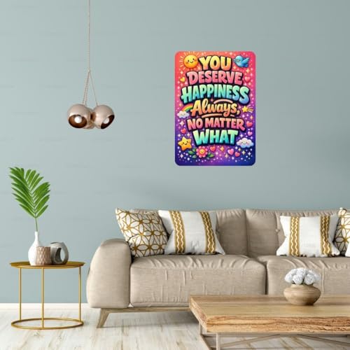 Image of Zesta Bathroom Decor Items Washroom Decor Tin Sign | Aesthetic Posters Wall Poster for Bedroom | Magnetic Cafe Decoration Items / Restaurant Decorations Items | Quirky Home Decor Bar Accent (You Deserve Happiness)